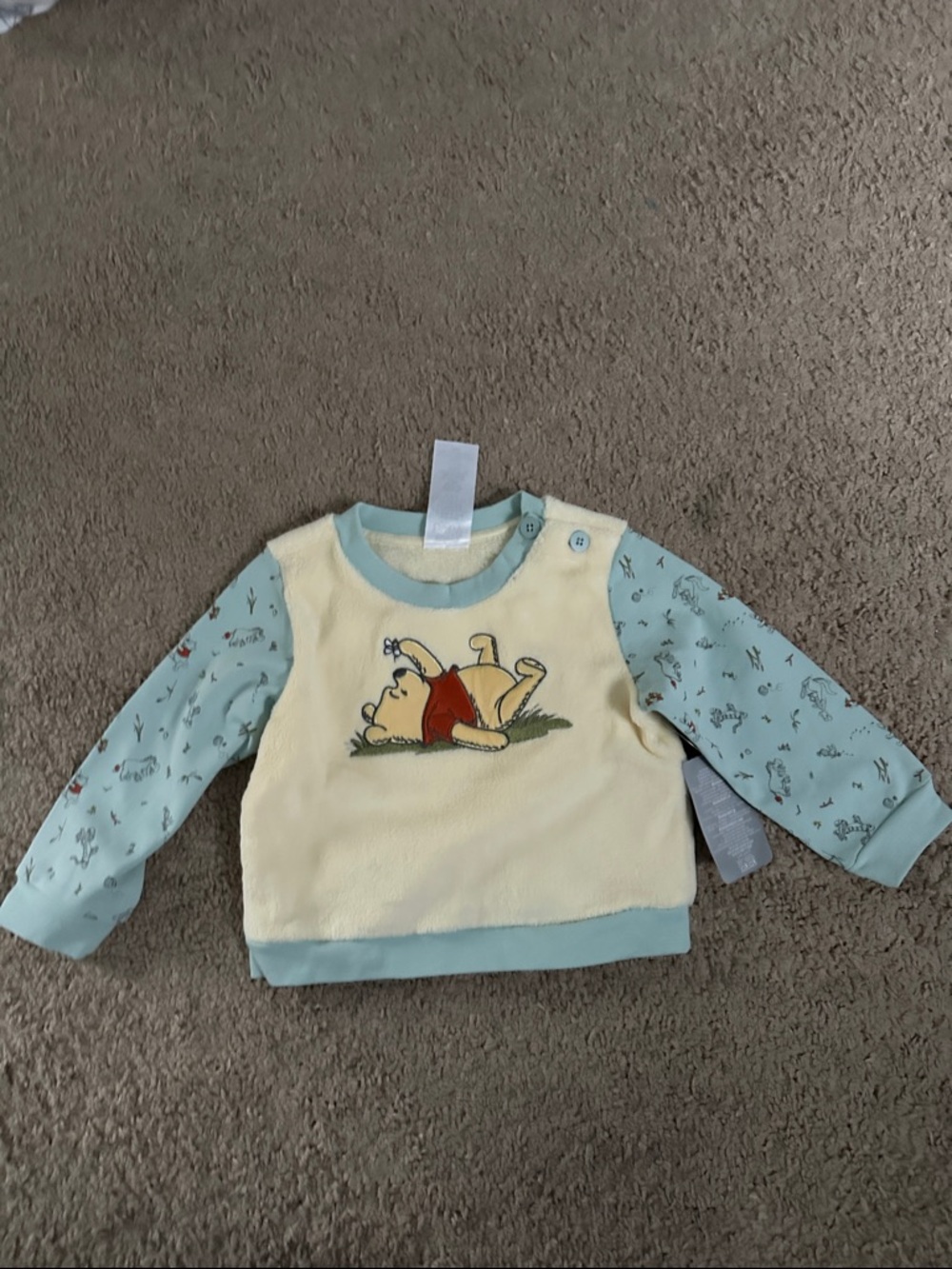NWT Baby Winnie the Pooh Fleece Pullover - Cream & Light Blue 18-24m